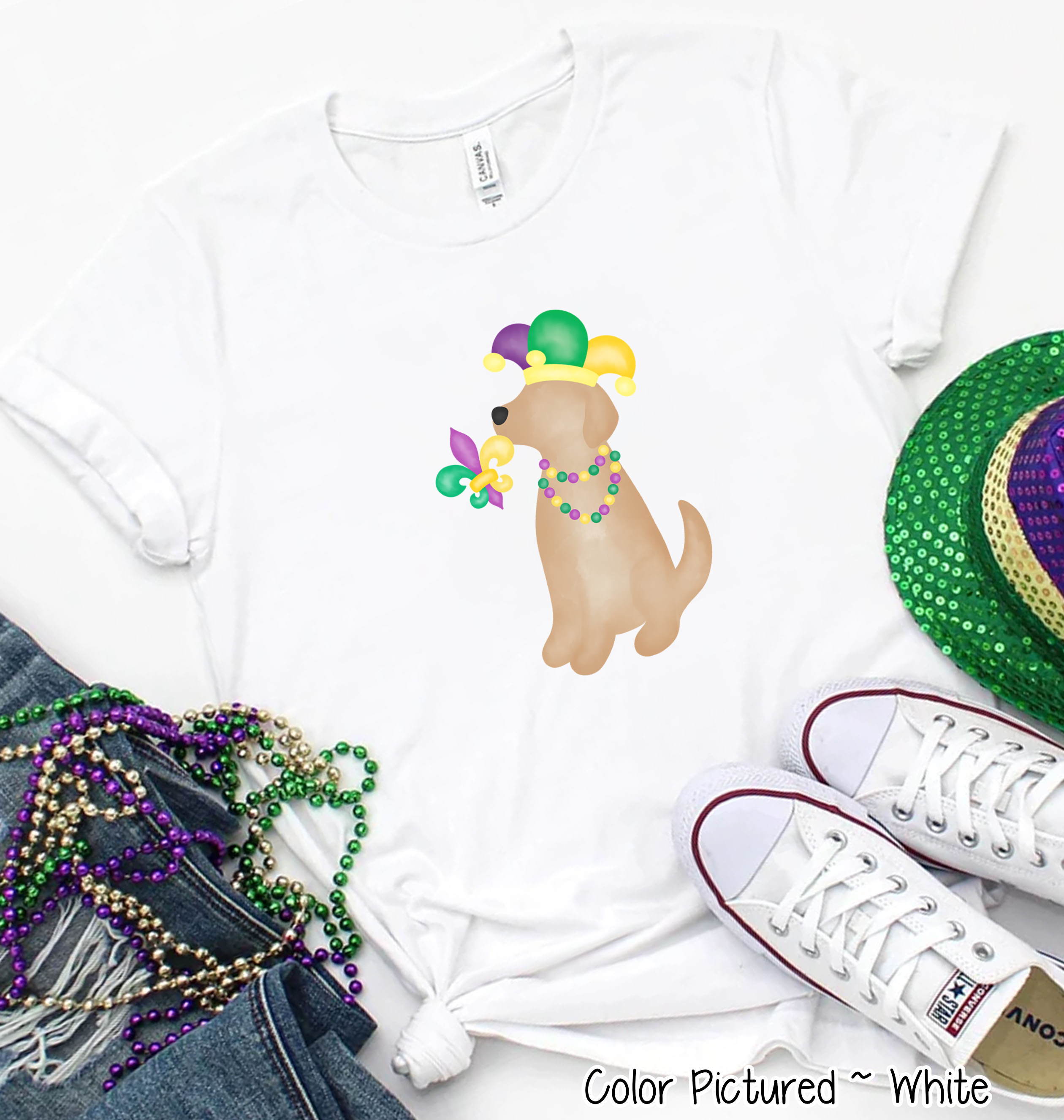 Yellow Lab Mardi Gras Tee