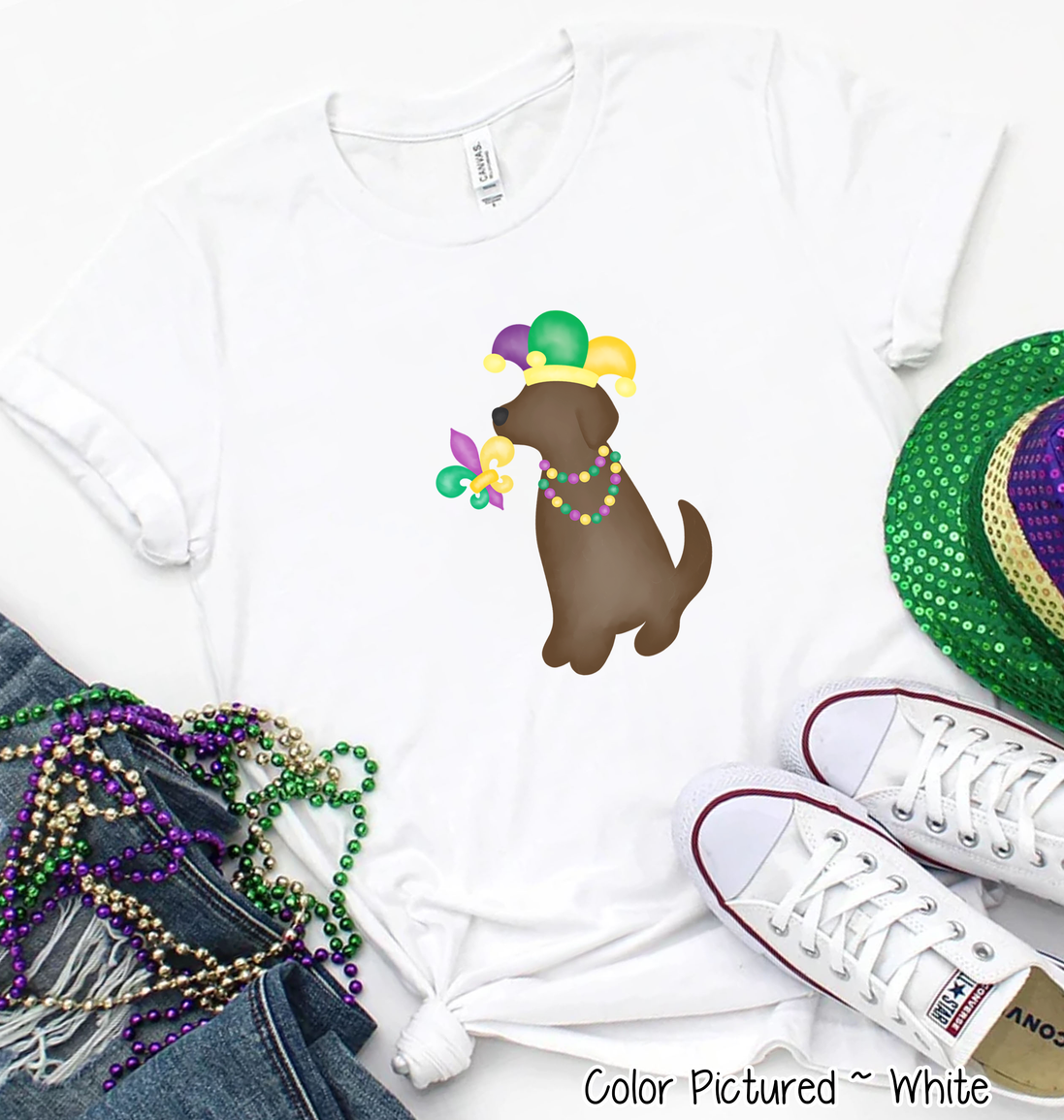 Brown Lab Mardi Gras Tee