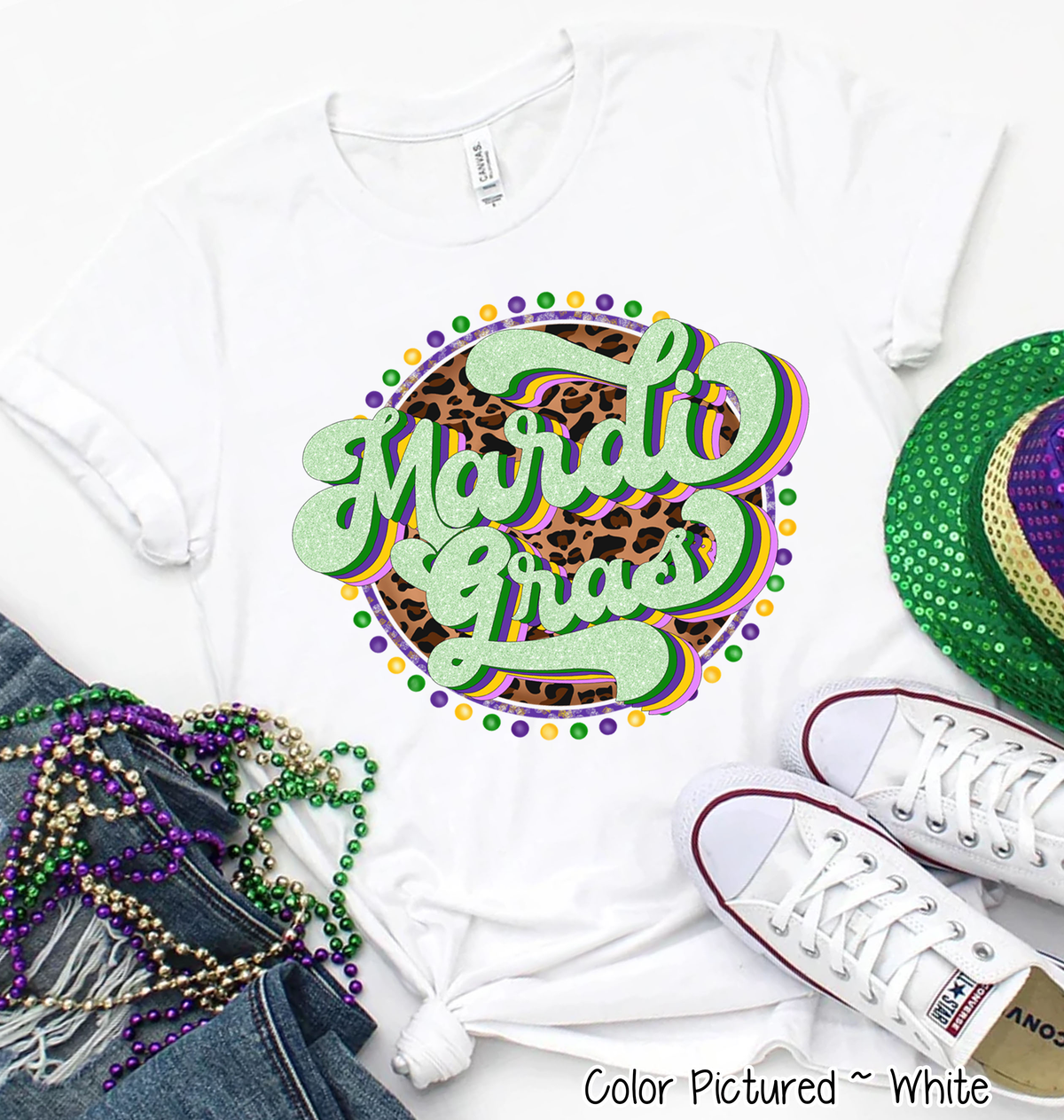 Retro Leopard Mardi Gras Tee