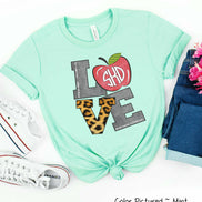 Monogram LOVE Leopard Print with Custom Text & Grade  Tee