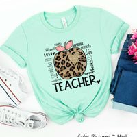 Leopard Apple Teacher Typography Tee