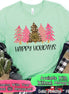 Monogrammed Leopard and Pink Christmas Trees Tee