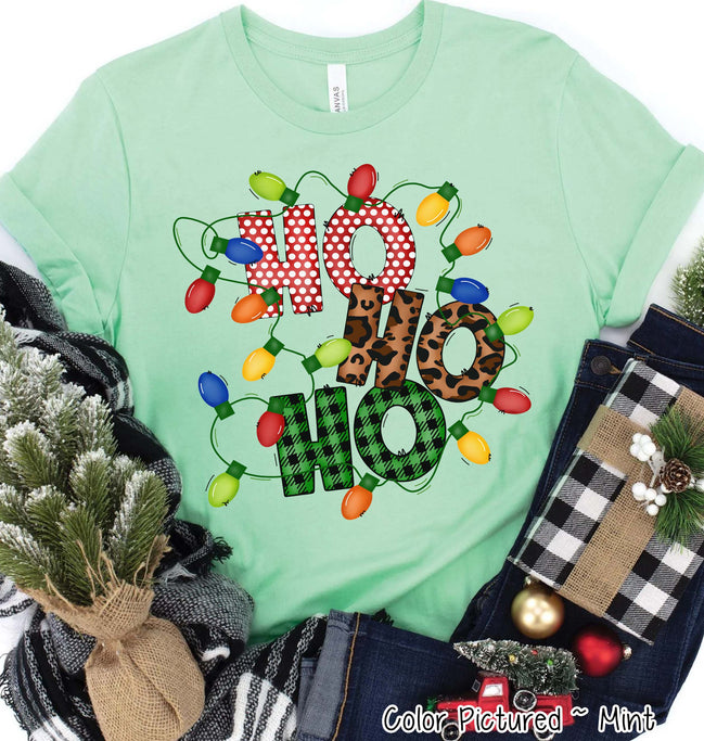 Ho Ho Ho Lights Christmas Tee