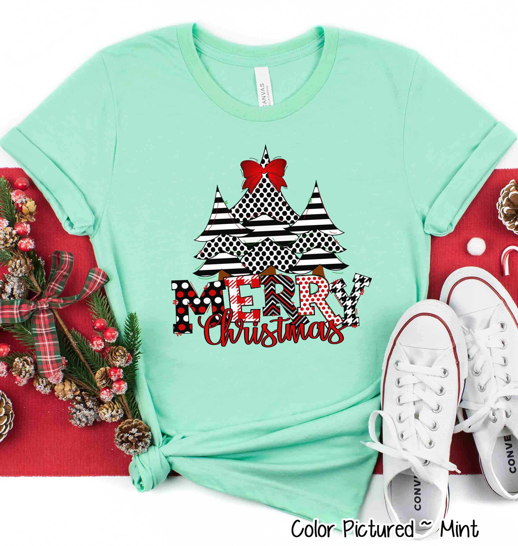 Black Polka Dot Merry Christmas Tee