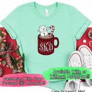 Monogrammed Buffalo Plaid Snowman Mug Christmas Tee