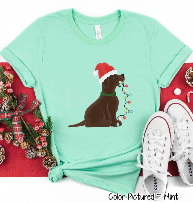 Chocolate Lab Dog Christmas Tee