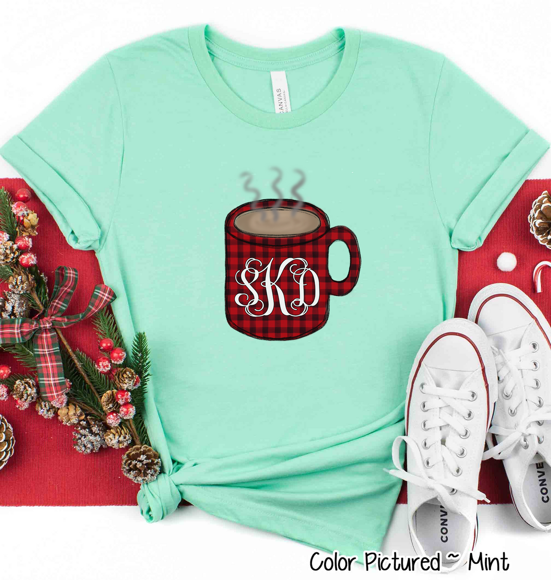 Monogrammed Christmas Mug Tee