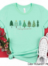 Watercolor Merry Christmas Row of Tree Tee