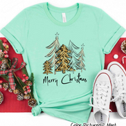 Watercolor Merry Christmas Tree Christmas Tee