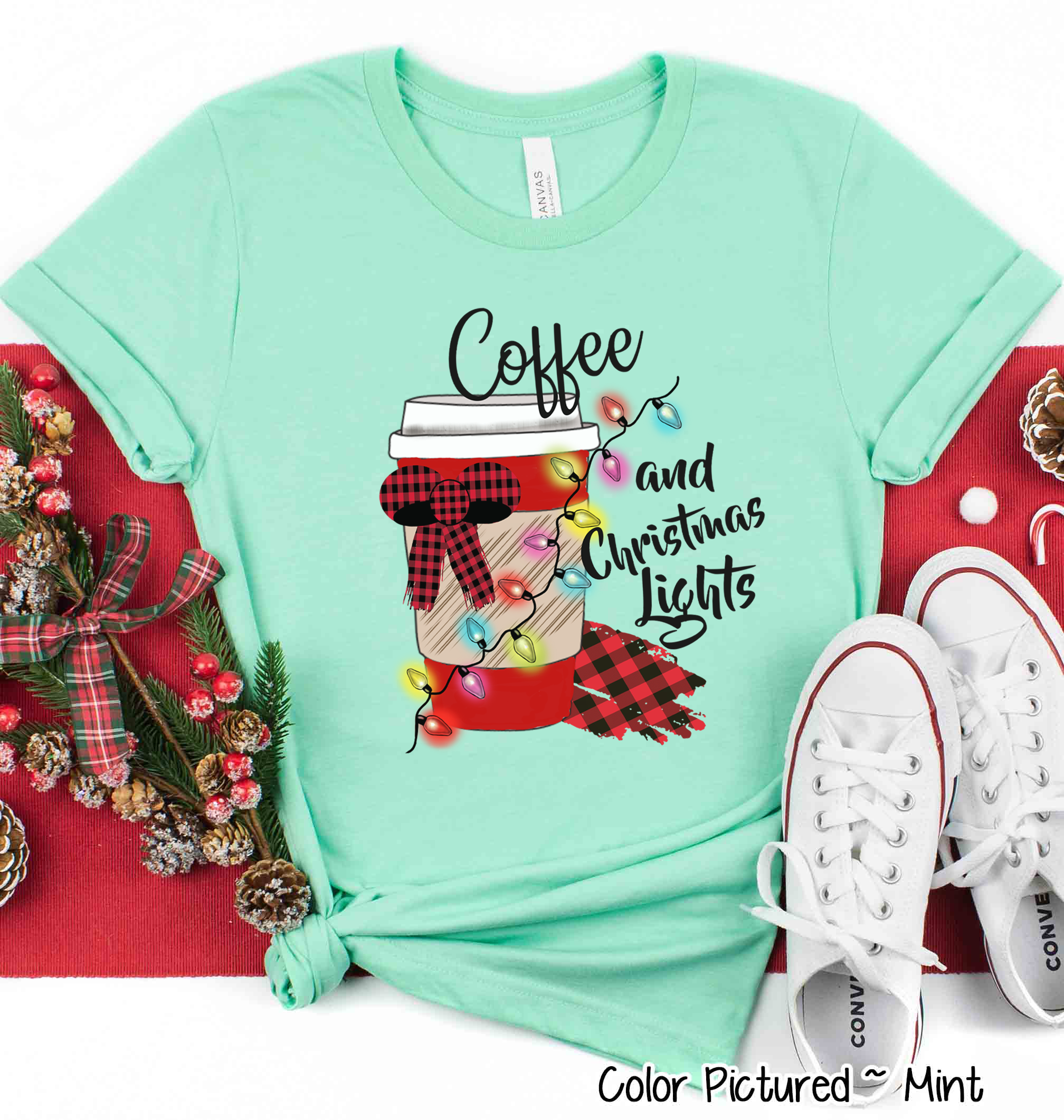 Coffee and Christmas Lights Tee