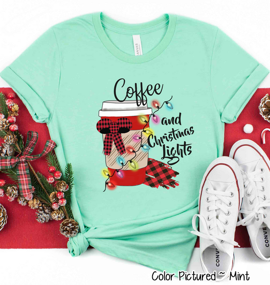 Coffee and Christmas Lights Tee