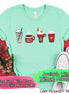 Monogrammed Coffee Latte Christmas Drinks Tee