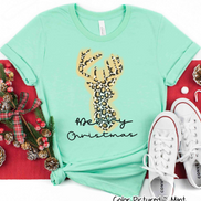 Leopard Print Reindeer Merry Christmas Tee
