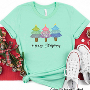 Monogrammed Merry Christmas Trees Trio Tee