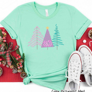 Monogrammed Modern Pastel Christmas Tree Tee