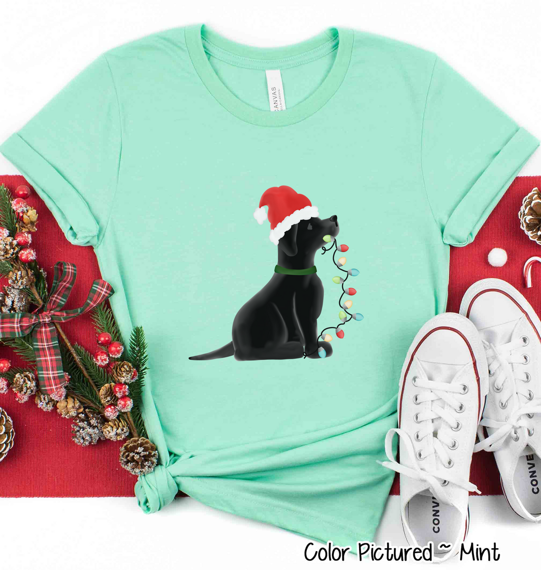 Black Lab Dog Christmas Tee