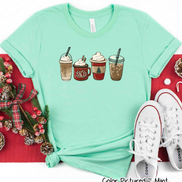 Monogrammed Set of Christmas Coffee Latte Drinks Tee
