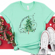 Watercolor Merry & Bright Christmas Tree Tee