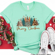 Monogrammed Animal Print Leopard Merry Christmas Tree Tee