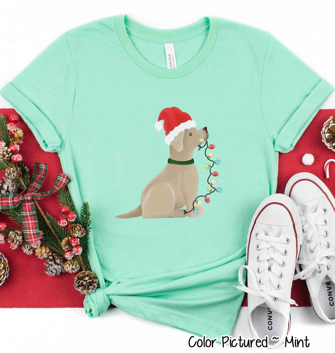 Yellow Lab Dog Christmas Tee