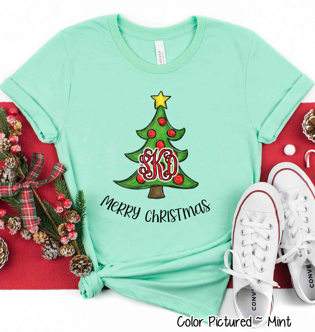 Monogrammed Christmas Tree Tee