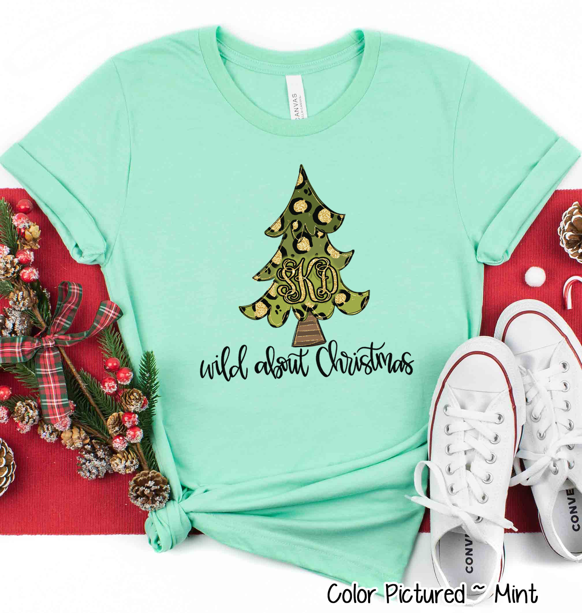 Monogrammed Wild About Christmas Tree Tee