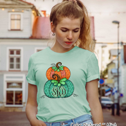 Orange & Green Leopard Stacked Pumpkin Monogram Tee