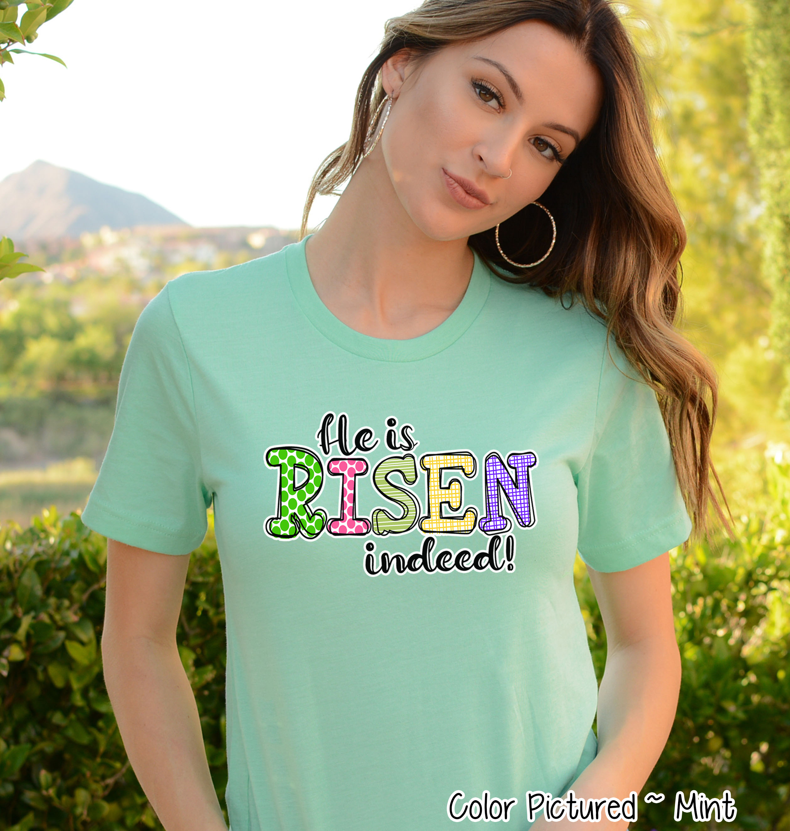 He Is Risen Indeed Colorful Christian Easter Tee