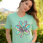 Monogram Colorful Watercolor Shamrock St Partricks Day Tee