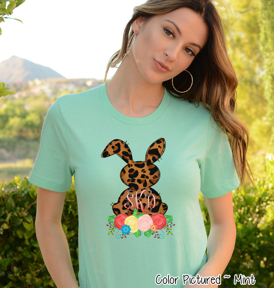 Monogram Leopard Print Easter Bunny Tee