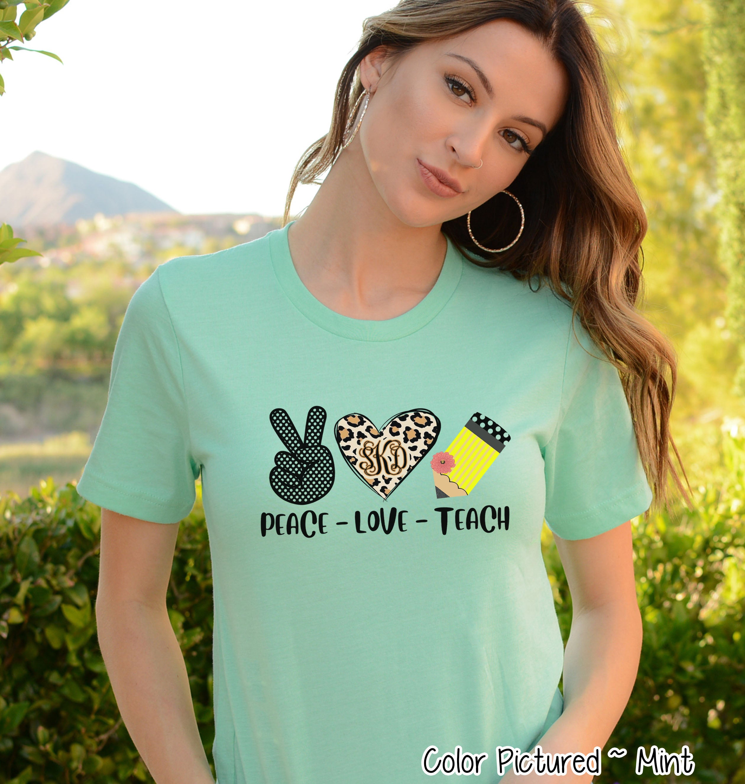 Monogram Peace Love Teach Tee