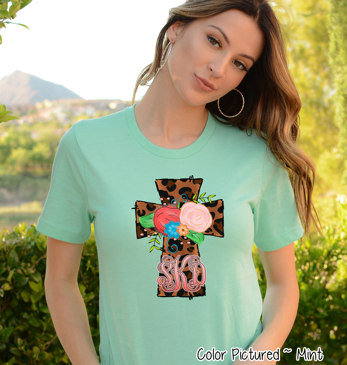 Monogram Leopard Print Cross Tee