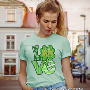 Monogram LOVE & Clover St Patricks Day Tee