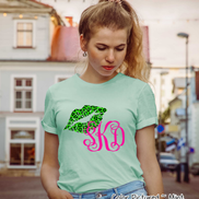 Monogram Leopard St Patricks Day Lips Tee