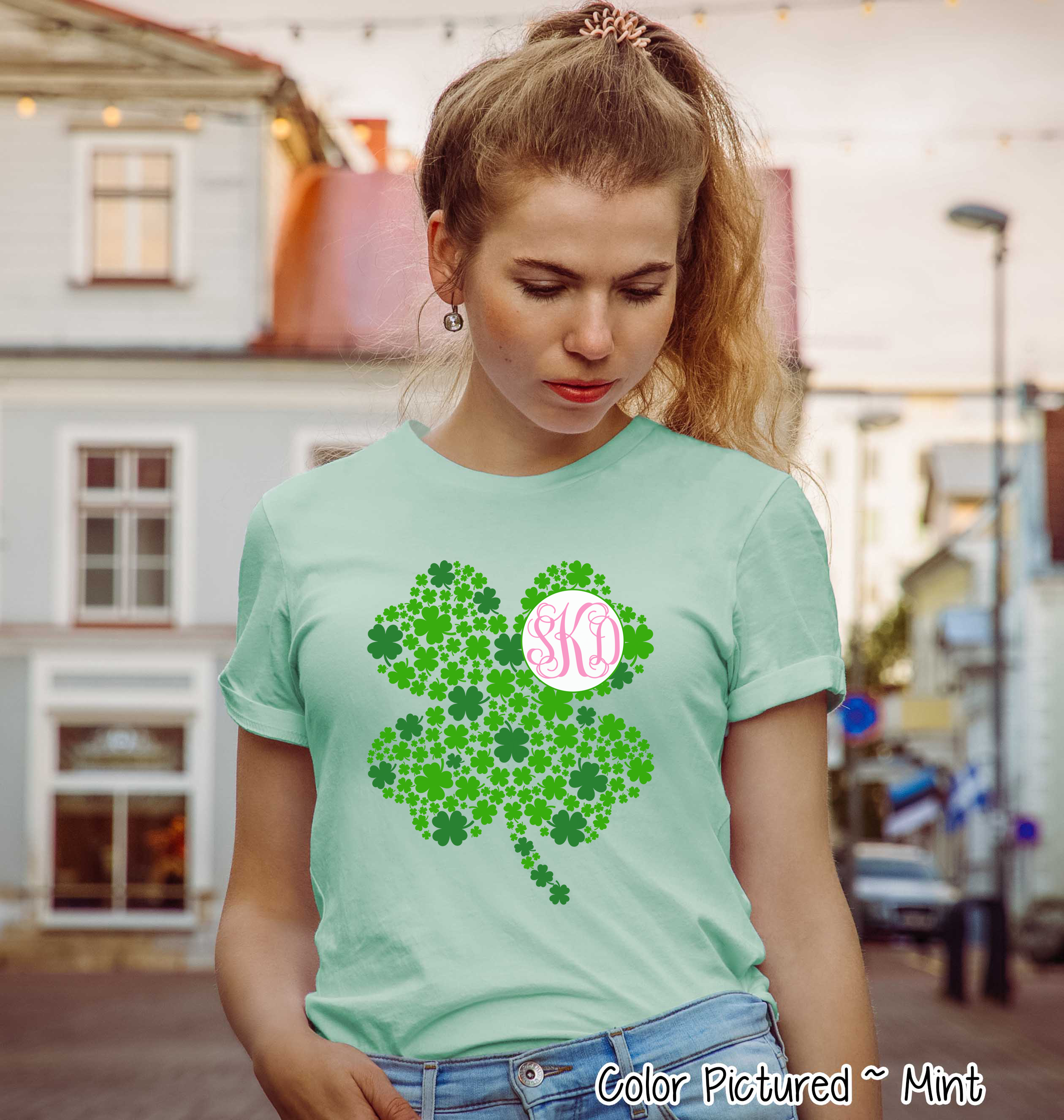 Monogram Multi Clover St Patricks Day Tee