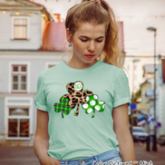 Monogram Leopard Plaid & Dot Shamrock Trio St Patricks Day Tee
