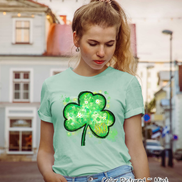 Monogram Watercolor Shamrock St Patricks Day Tee