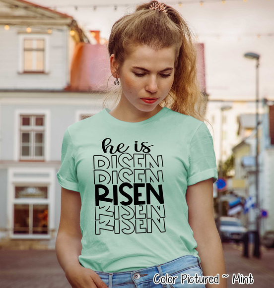 He Is Risen Mirror Print Christian Easter Tee