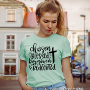Chosen, Blessed, Forgiven, Redeemed Cross Tee