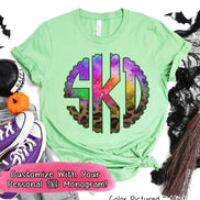 Big Monogram Watercolor & Leopard Halloween Tee