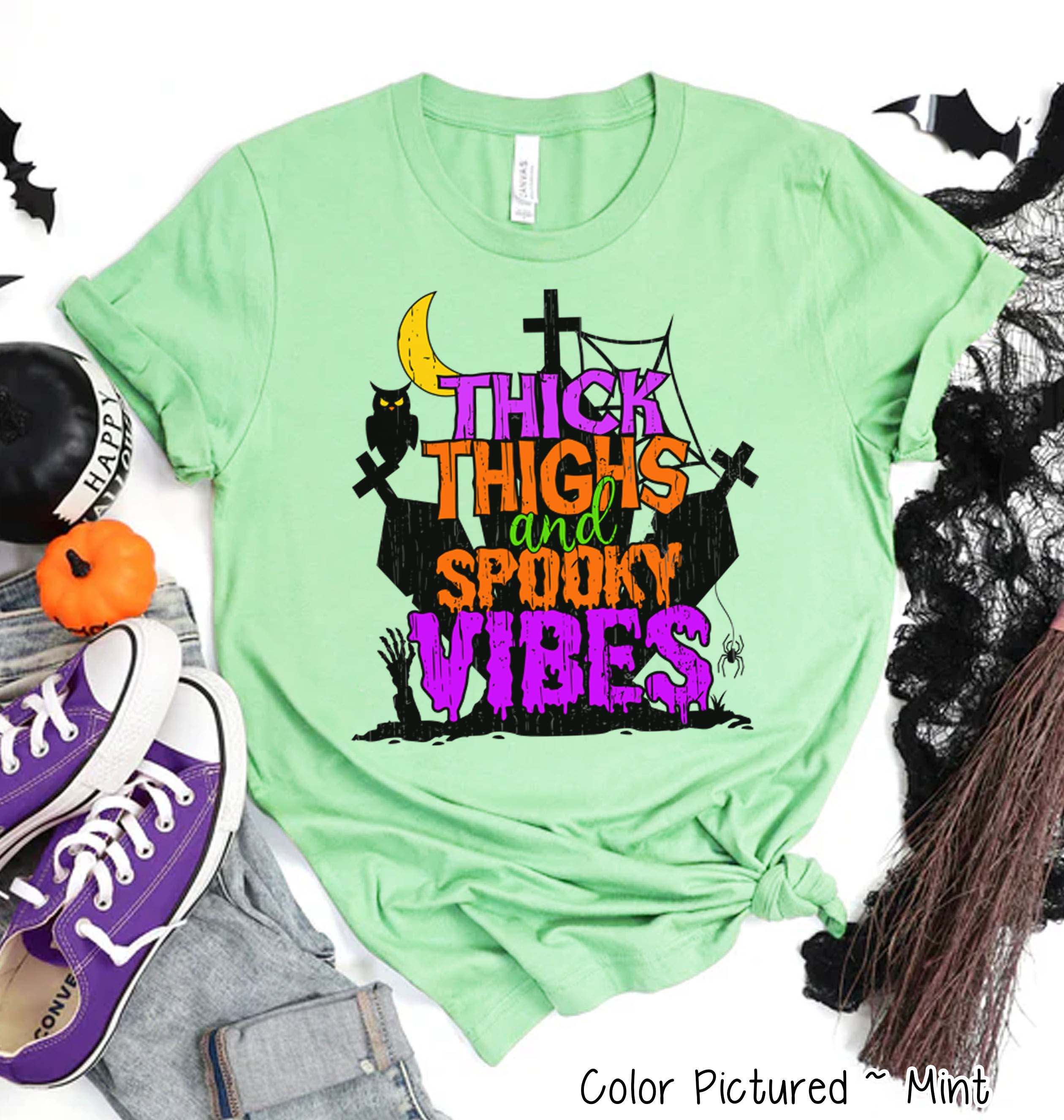 Thick Thighs and Spooky Vibes Halloween Tee