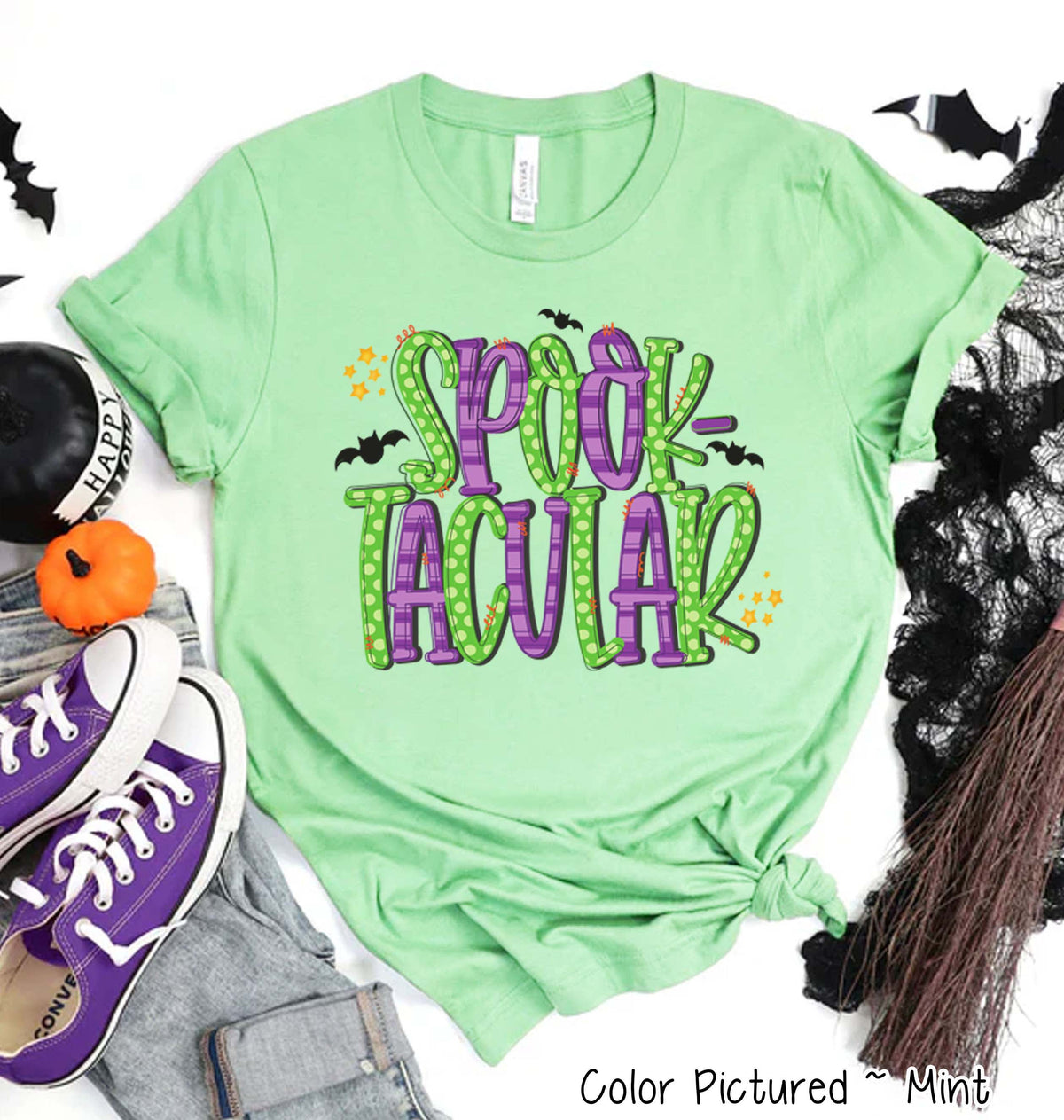 Spooktacular Doodle Letters Halloween Tee