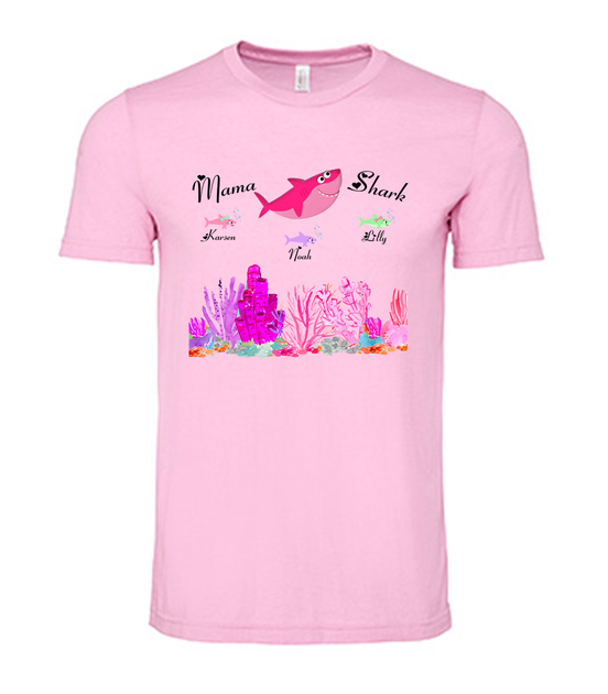 Custom Mama-Daddy-Grandma-Grandpa Baby Shark Tee - Too Cute Custom Designs