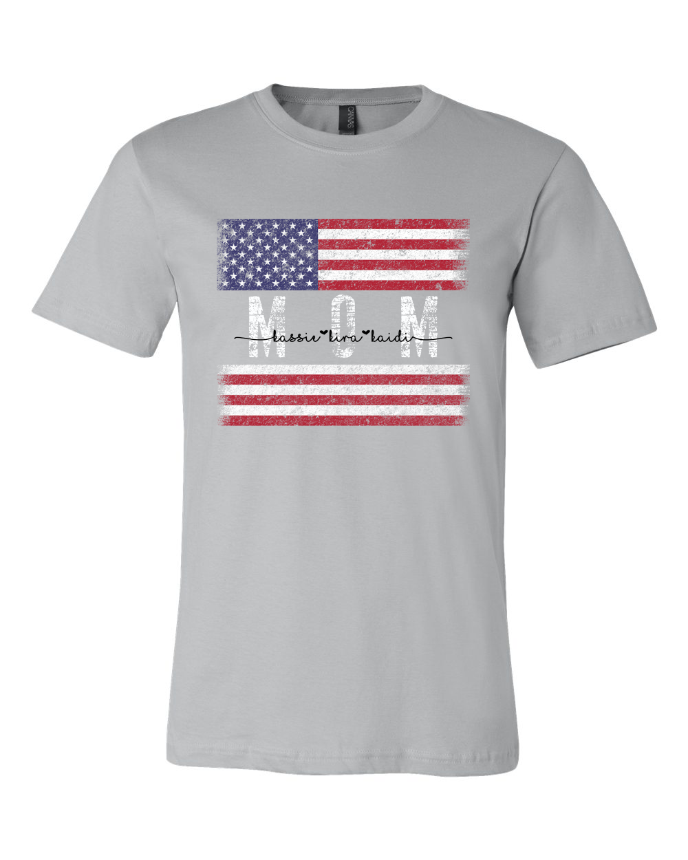 Patriotic Custom Dad-Mom-Grandpa-Grandma-Brother-Etc. Distressed Red White Blue Flag Tee