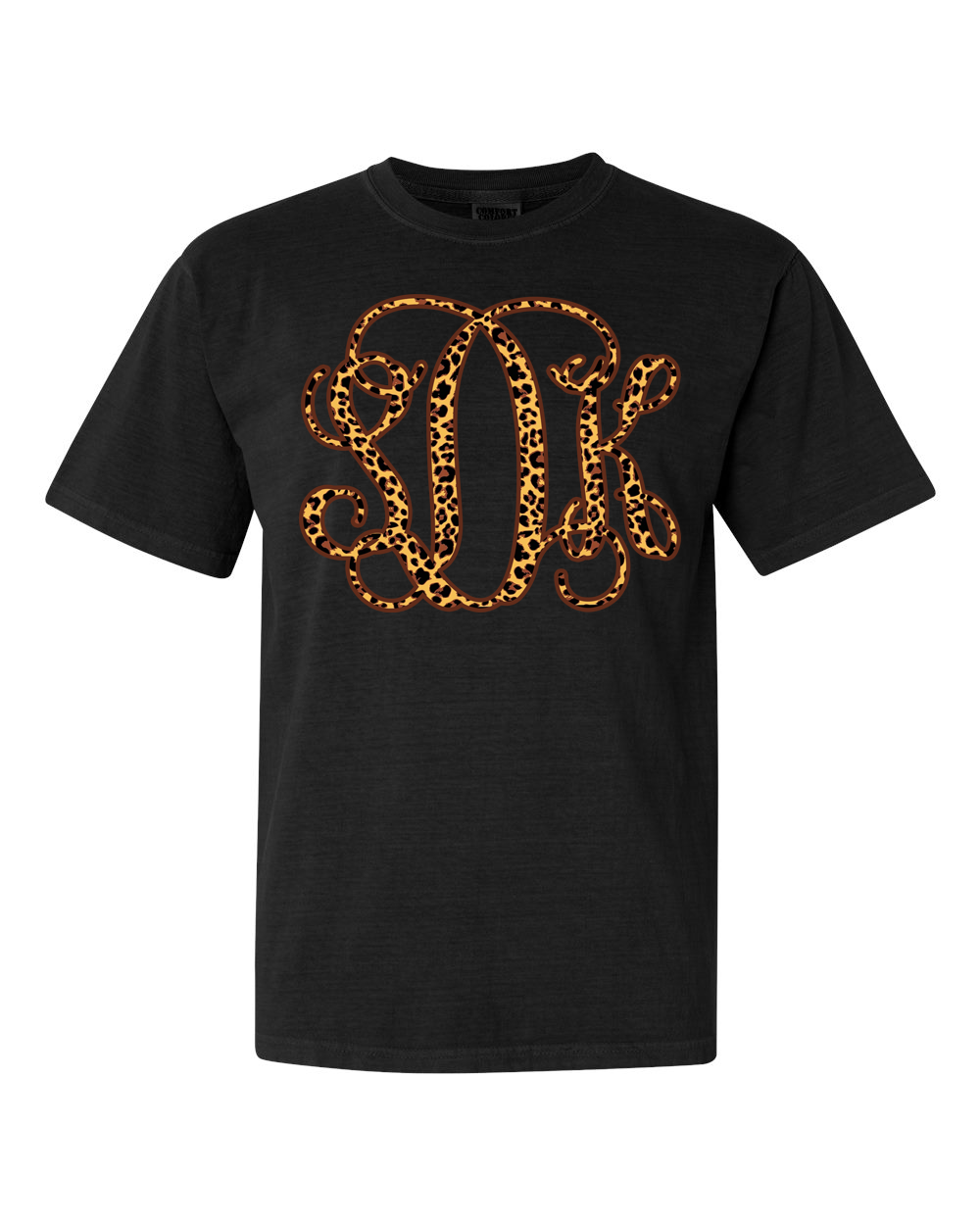 Leopard Print BIG Monogram Tee - Too Cute Custom Designs