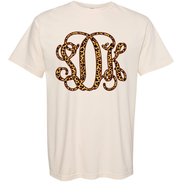 Leopard Print BIG Monogram Tee - Too Cute Custom Designs