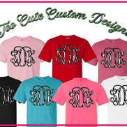 Zebra Print BIG Monogram Tee - Too Cute Custom Designs