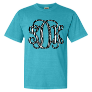 Zebra Print BIG Monogram Tee - Too Cute Custom Designs
