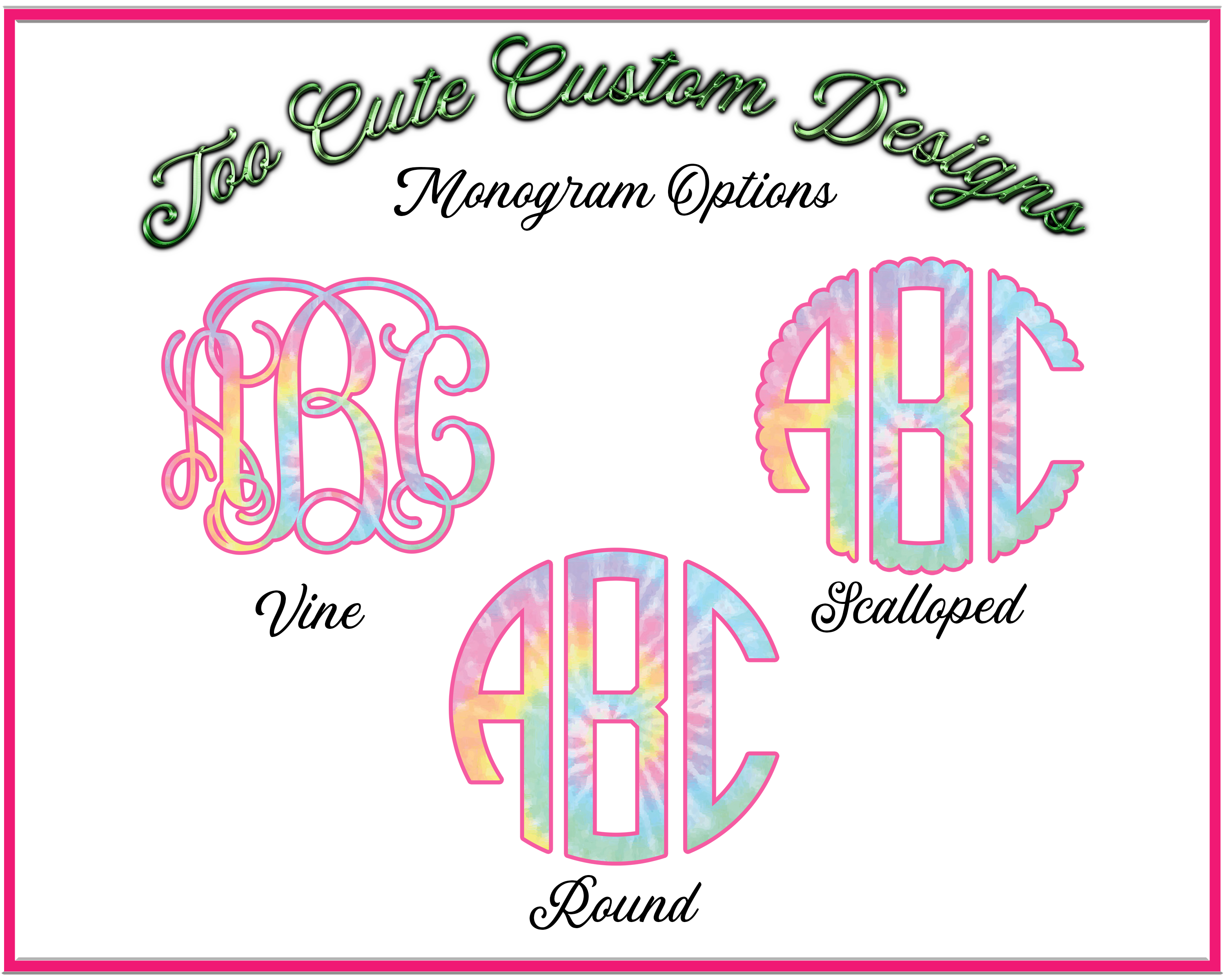 Pastel Tie Dye BIG Monogram Tee - Too Cute Custom Designs