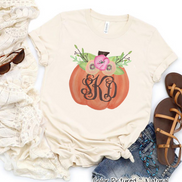 Floral Pumpkin Monogram Fall Tee